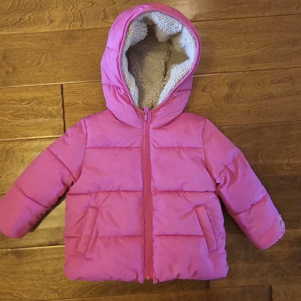 Pink Hooded Puffer Jacket